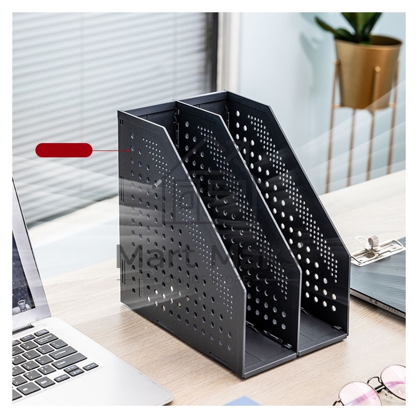 Лоток вертикальный Deli 78999Black 2 отд. складной A4 168х255х243мм черный, пластик