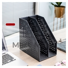 Лоток вертикальный Deli 78999Black 2 отд. складной A4 168х255х243мм черный, пластик