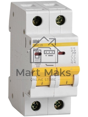 Выключатель автоматический модульный 2п B 6А 4.5кА ВА47-29 ИЭК MVA20-2-006-B