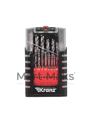 Набор сверл по металлу 1-10мм (через 0,5мм), 19 шт. Р6М5 Ш/Х KRANZ