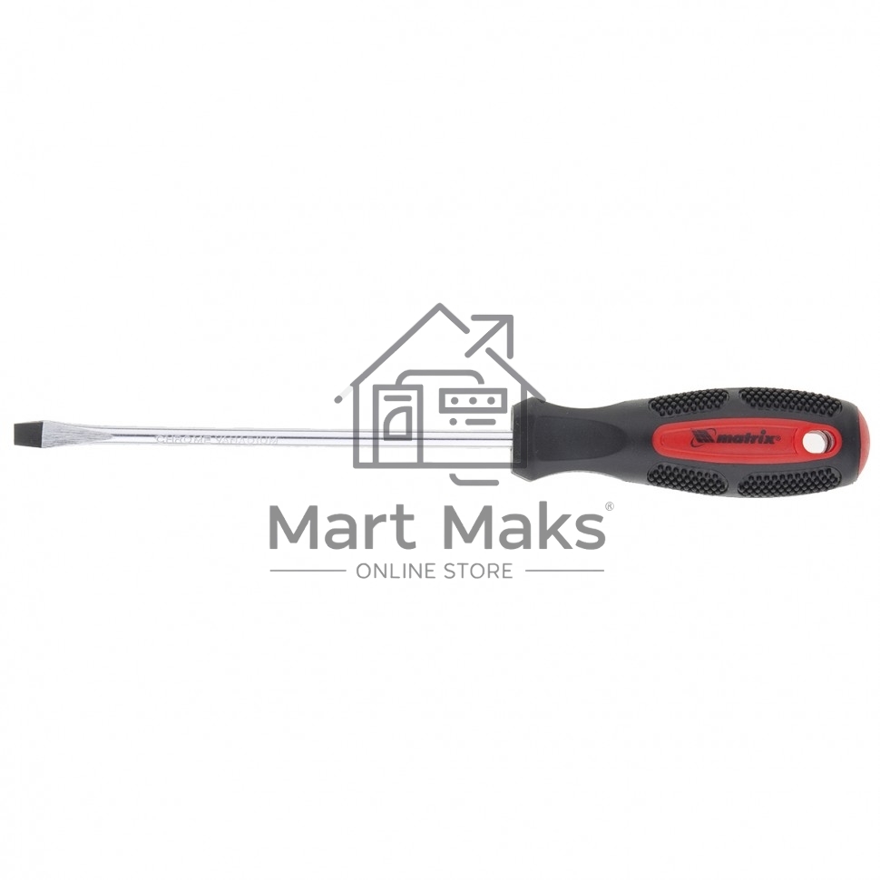 Отвертка Anti-Slip, SL6,0 х 150 мм, CrV, двухкомп. рукоятка Matrix