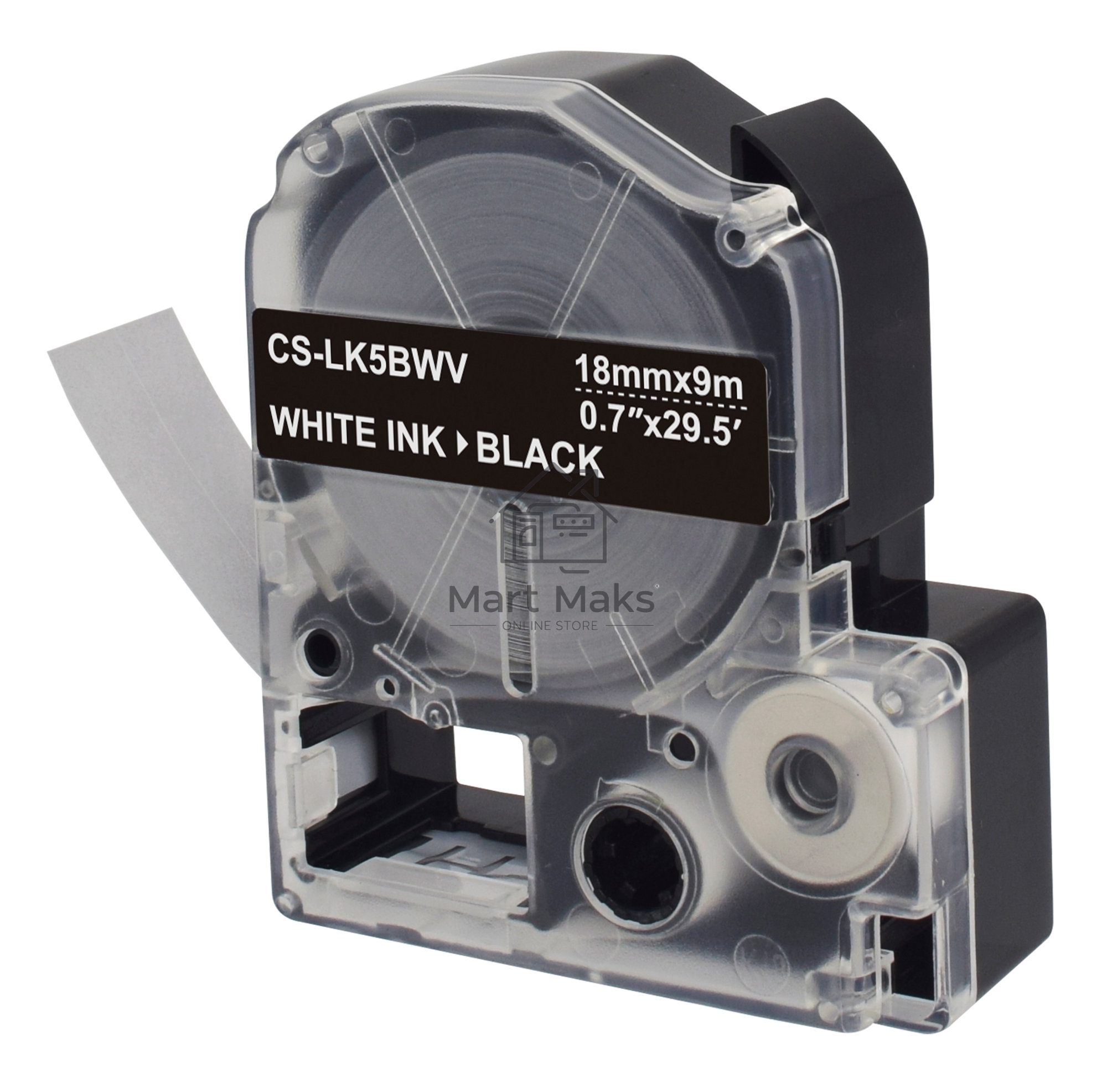 Картридж ленточный Cactus CS-LK5BWV белый шрифт, черный фон (18 мм, 9 м) для Epson LW400/LW700/LW600P/LW1000P/K400/Z700/Z900