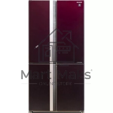 Холодильник Sharp SJ-GX98PRD темно-бордовый стекло трехкамерный Side by Side 394/211л морозилка снизу, No Frost, Side by Side