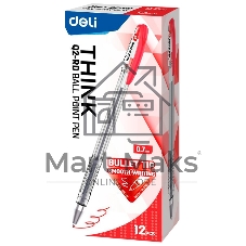 Ручка шариковая Deli Think EQ2-RD прозрачный/красный, d=0.7мм, красные чернила (1шт)