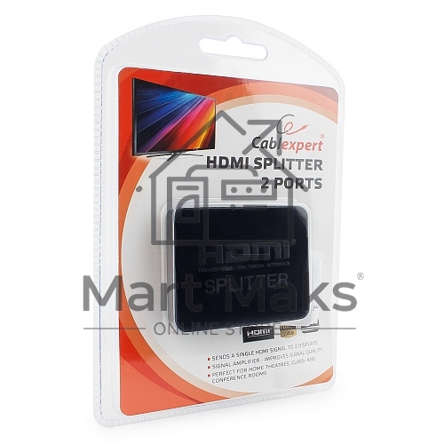 Разветвитель HDMI Cablexpert DSP-2PH4-03, HD19F/2x19F, 1 компьютер => 2 монитора, Full-HD, 3D, 1.4v