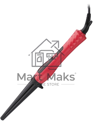 Плойка Galaxy Line GL 4623, красный, конусная, 50 Вт, макс температура 200ºС, диаметр нагревательного элемента 13 мм-25 мм, керамическое покрытие рабочей поверхности, петля для подвешивания, индикатор работы, вращающийся на 360° шнур питания