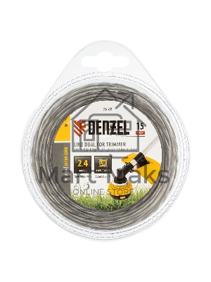 Леска для триммеров Denzel 96185двухкомпонентная квадратная витая 2.4ммх15м extra cord