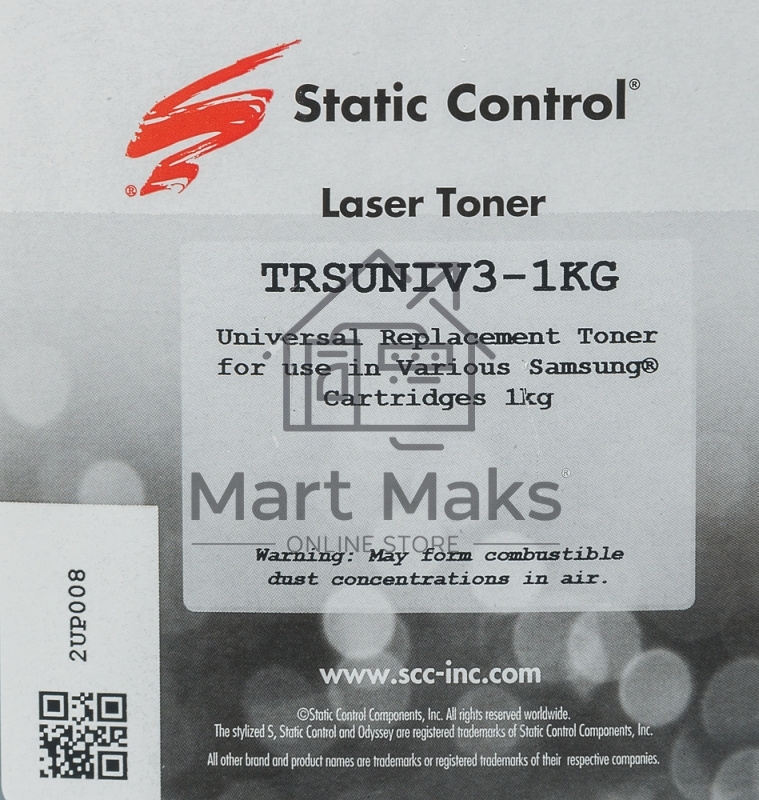 Тонер Static Control TRSUNIV3-1KG черный флакон 1000гр. для принтера Samsung ML2160/SCX3400/M2020/M2070
