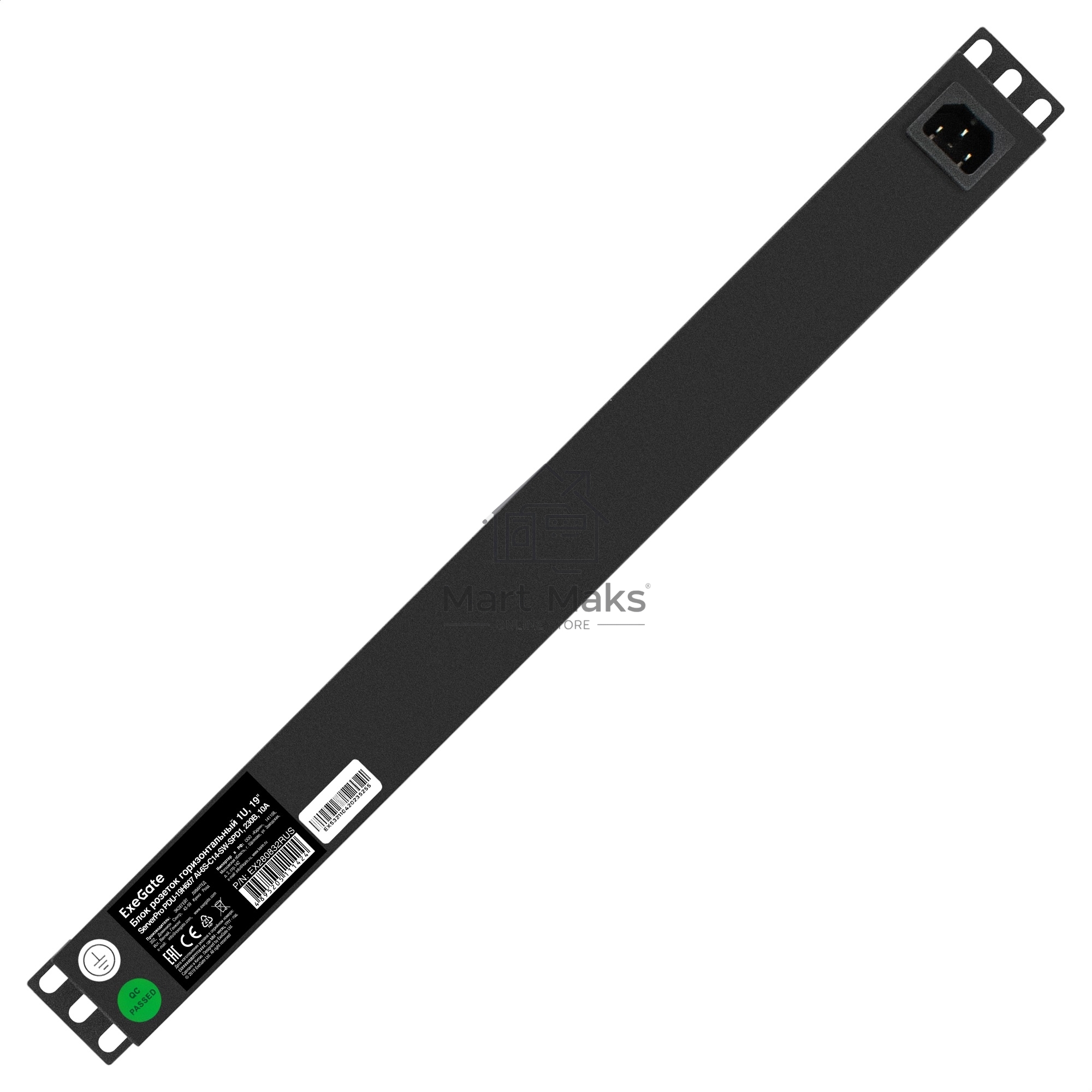 Блок розеток горизонтальный ExeGate ServerPro PDU-19H607 Al-6S-C14-SW-SPD1, 19