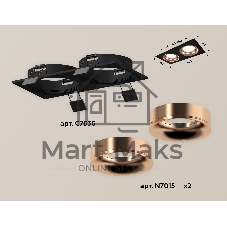 Комплект встраиваемого светильника Ambrella light XC7636006 SBK/PPG черный песок/золото розовое полированное MR16 GU5.3 (C7636, N7015)