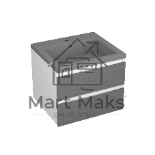 Тумба под раковину Bau Stil Loft grey brushed, раковина кварцевая BAU Stil 50, серый металлик, смеситель Dream Black, черный