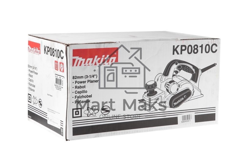 Рубанок Makita KP0810C Рубанок,1050Вт,12000об\м,ширина-82мм,глуб-4мм,3.2кг,кор,парал упор