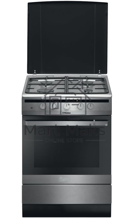 Плита газовая Hansa FCGX62020 серебристый, конфорок 4 шт, духовка 56 л, 60 см x 85 см x 60 см