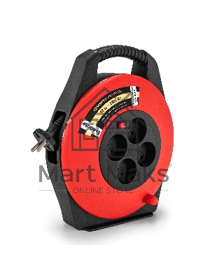 Удлинитель на катушке ExeGate Master ECS-10-2-10 (4 евророзетки, IP20, 10м, защита от детей, защита от перегрузки, 2х0,75мм2, 10А/2.3кВт)