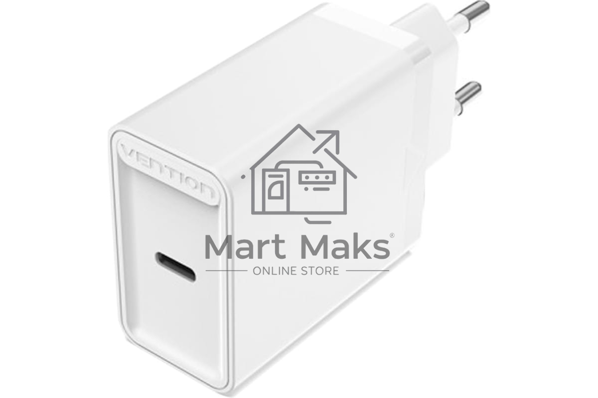 Сетевое зарядное устройство Vention на 1 порт USB C QC 4.0 Белый
