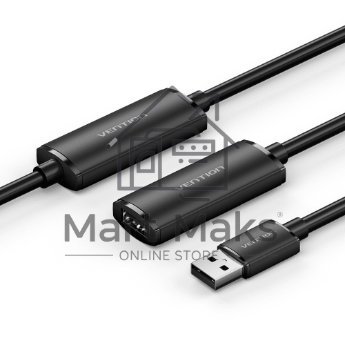 Активный кабель-удлинитель Vention USB 2.0 AM/AF с усилителем - 5м Черный