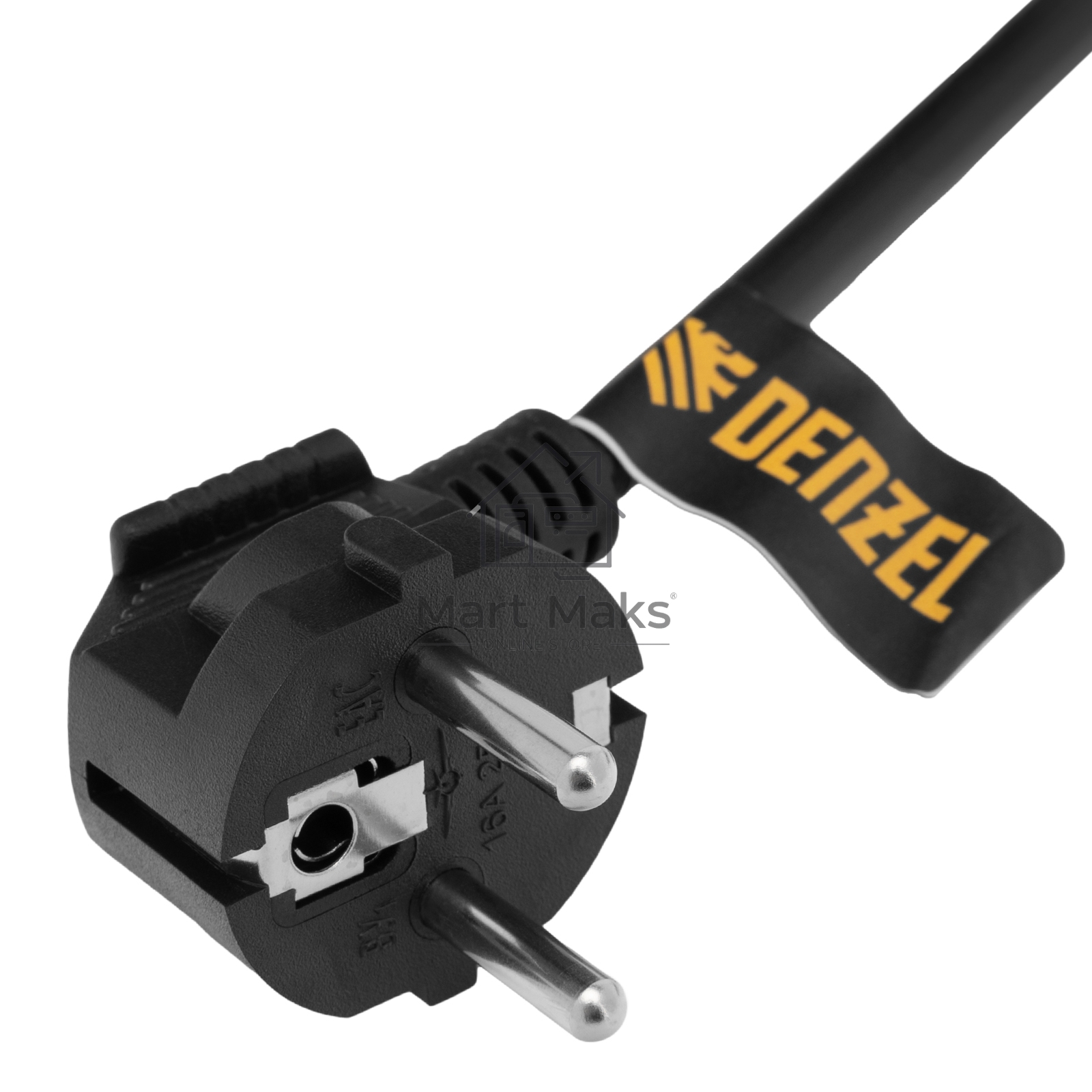 Шнур сетевой Energy Series, ПВС, 3 м, 3х1 мм, с неразборной вилкой, черный Denzel