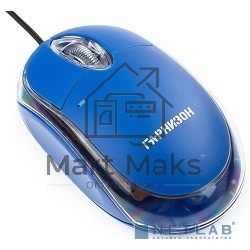 Мышь проводная Гарнизон GM-100B синий, 1000 dpi, USB, кнопки - 3