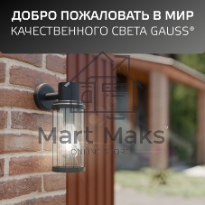 Светильник садово-парковый Gauss Vega на стену вниз 10.5x24x14.2cm, 170-240V/50Hz, 1xE27, Max.60W, IP: 54, 1/24