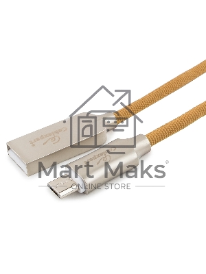 Кабель USB2.0 Cablexpert CC-P-mUSB02Gd-1.8M, AM/microB, серия Platinum, длина 1.8м, золотой, блистер