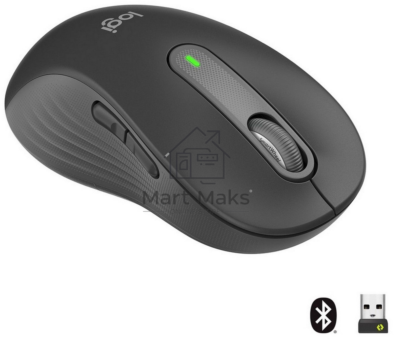 Мышь беспроводная Logitech Signature M650 L LEFT графитовый, 4000 dpi, радиоканал, Bluetooth, USB, кнопки - 5