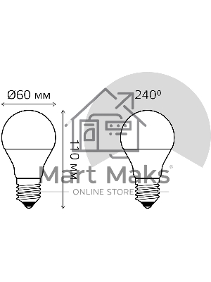 Лампа светодиодная Gauss Elementary 7Вт цок.:E27 груша 220B 6500K св.свеч.белый.хол. A60 (упак.:10шт)