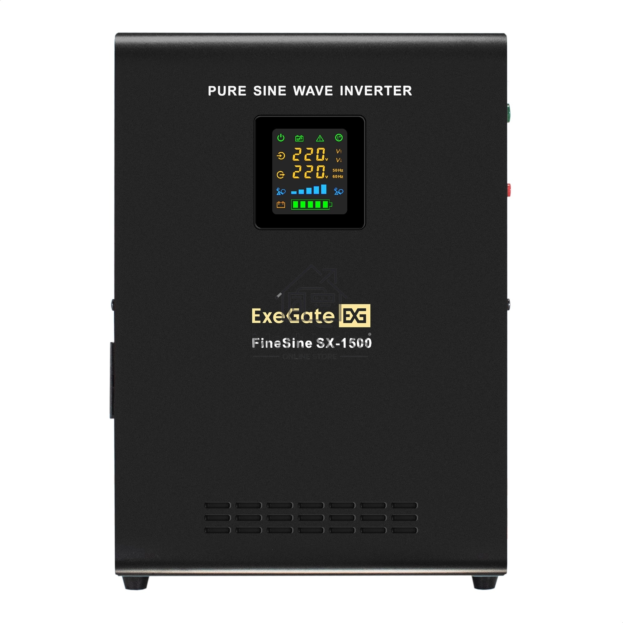 Комплект ИБП EX295998RUS + батарея 45Aч EX285666RUS 2шт (инвертор, синус, для котла, настенный) ExeGate FineSine SX-1500.LCD.AVR.2SH <1500VA/1050W, чистая синусоида, цветной LCD-дисплей, AVR, 2*Schuko, линейно-интерактивный, крепление настенное/универсаль