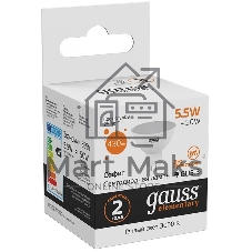 Лампа cветодиодная Gauss LED Elementary 13516MR16 GU5.3 5.5W 2700К1/10/100