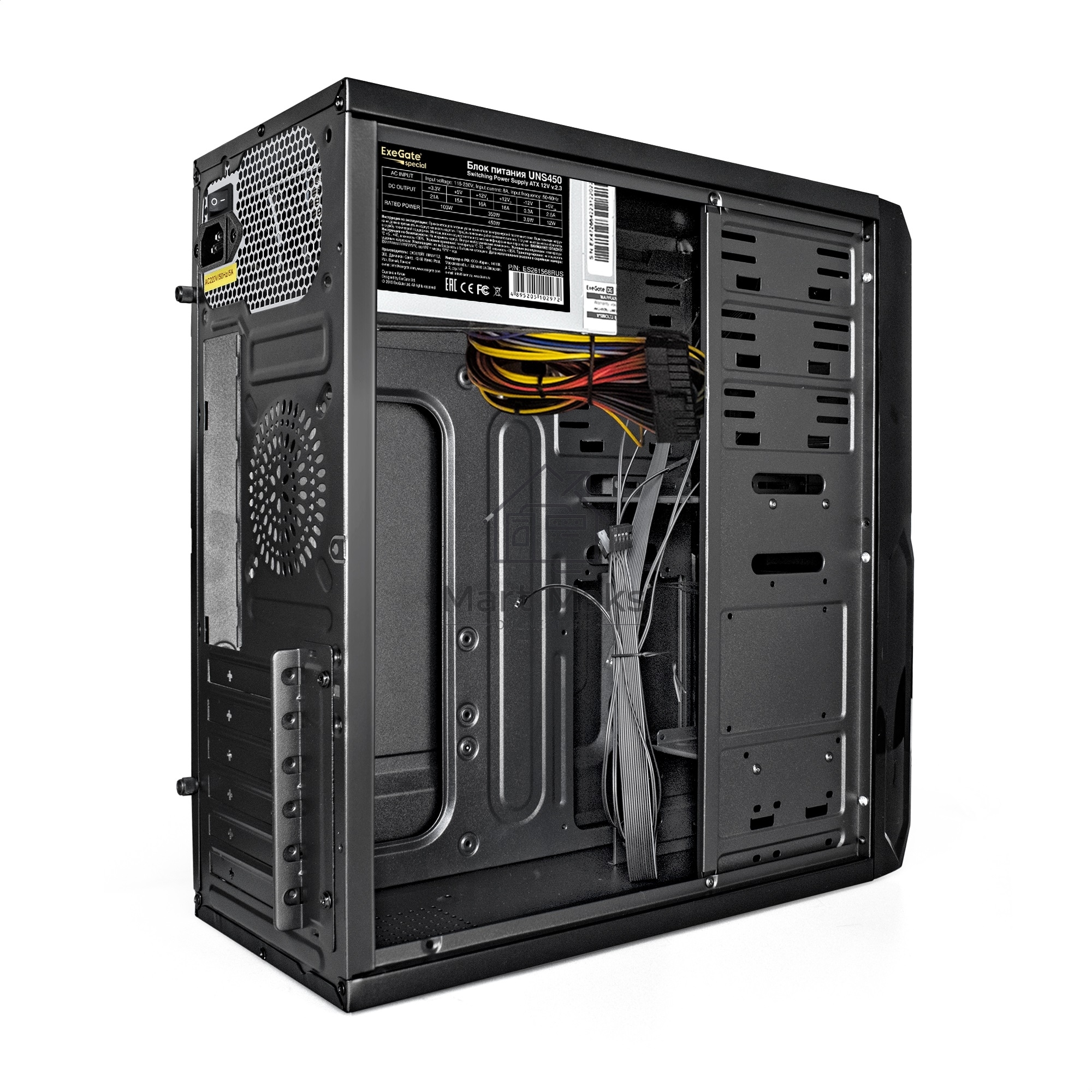 Компьютерный корпус Miditower ExeGate XP-329S-UNS450 (ATX, БП UNS450 с вент. 12см, 2*USB, аудио, черный)