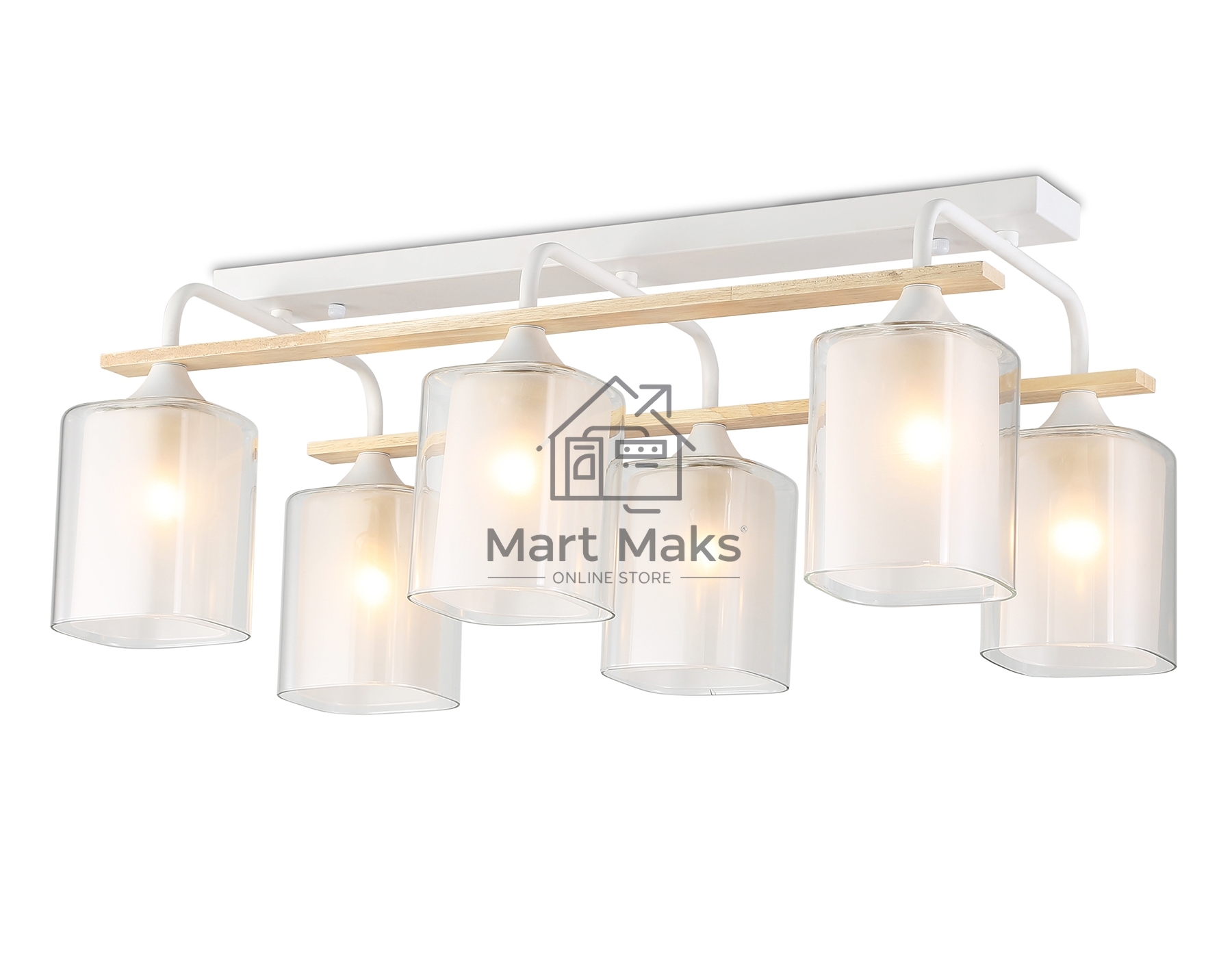 Светильник Ambrella light TR3033247/6 WH/WD белый/дерево E27/6 max 60W 580*340*245