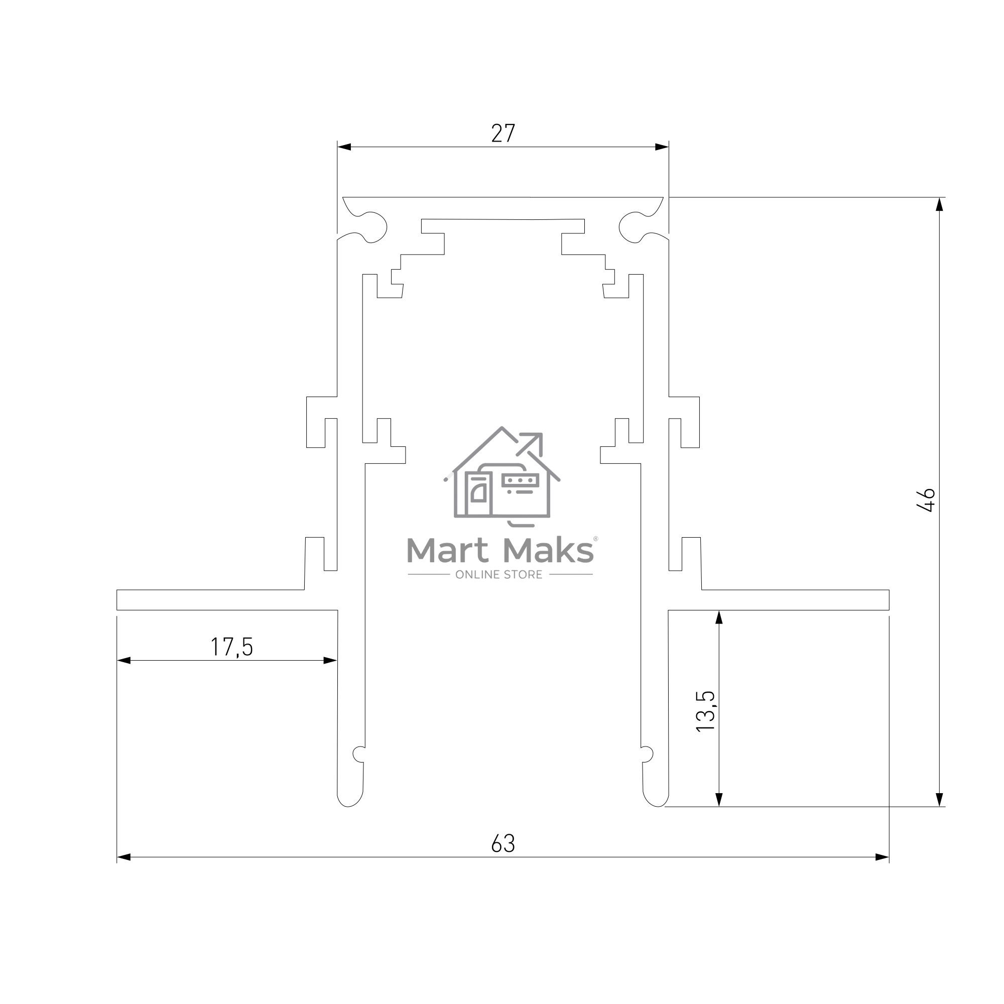 Шинопровод встраиваемый под ГКЛ Slim Magnetic 12,5мм (черный) (2м) 85207/00