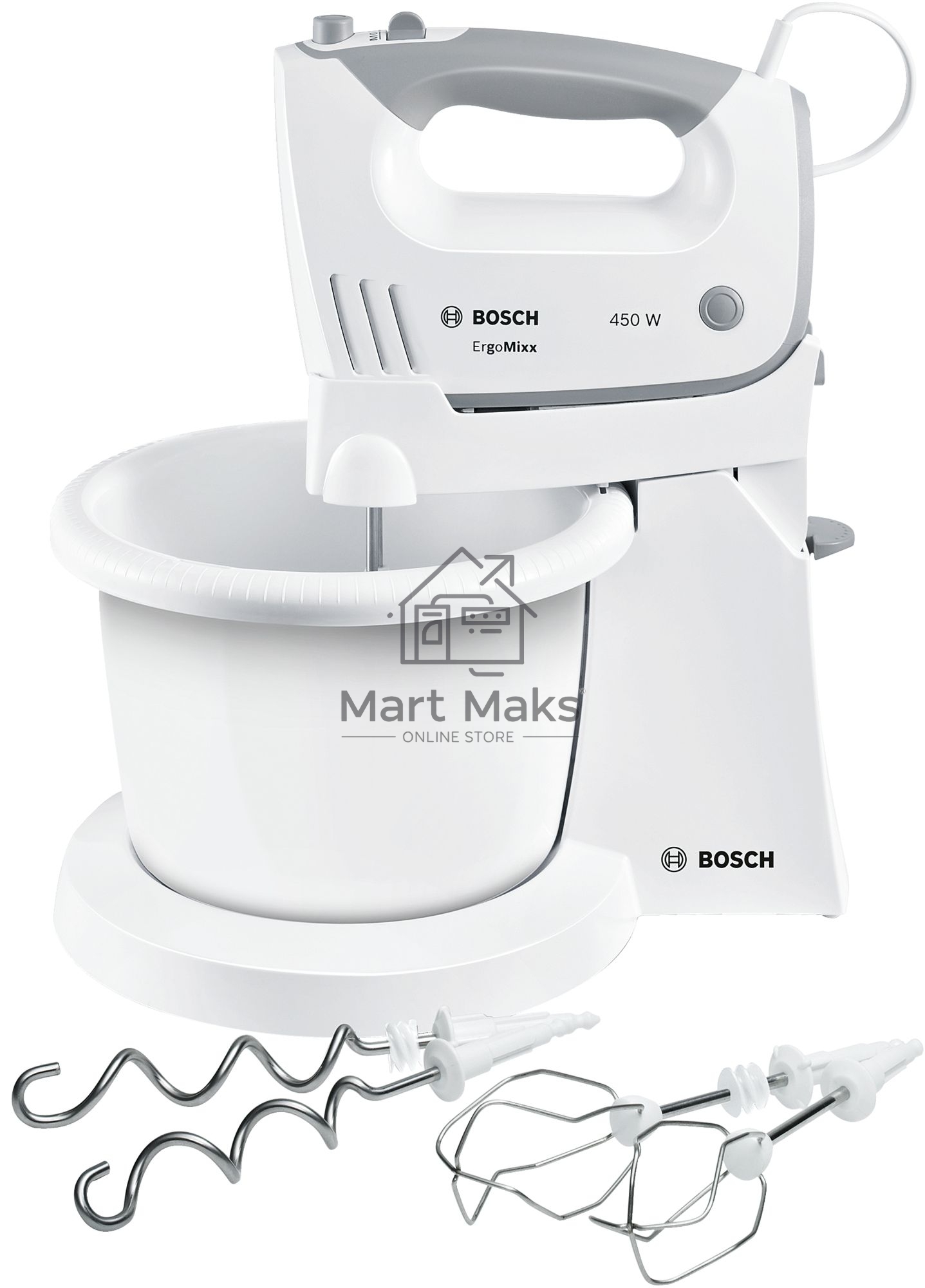 Миксер стационарный Bosch MFQ36460 450Вт белый/серый