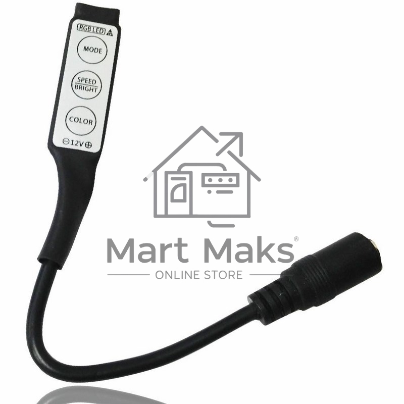Мини контроллер LED с разьемом 5,5х2,1 мм 72/144 W, 3 кнопки, 12 V/24 V
