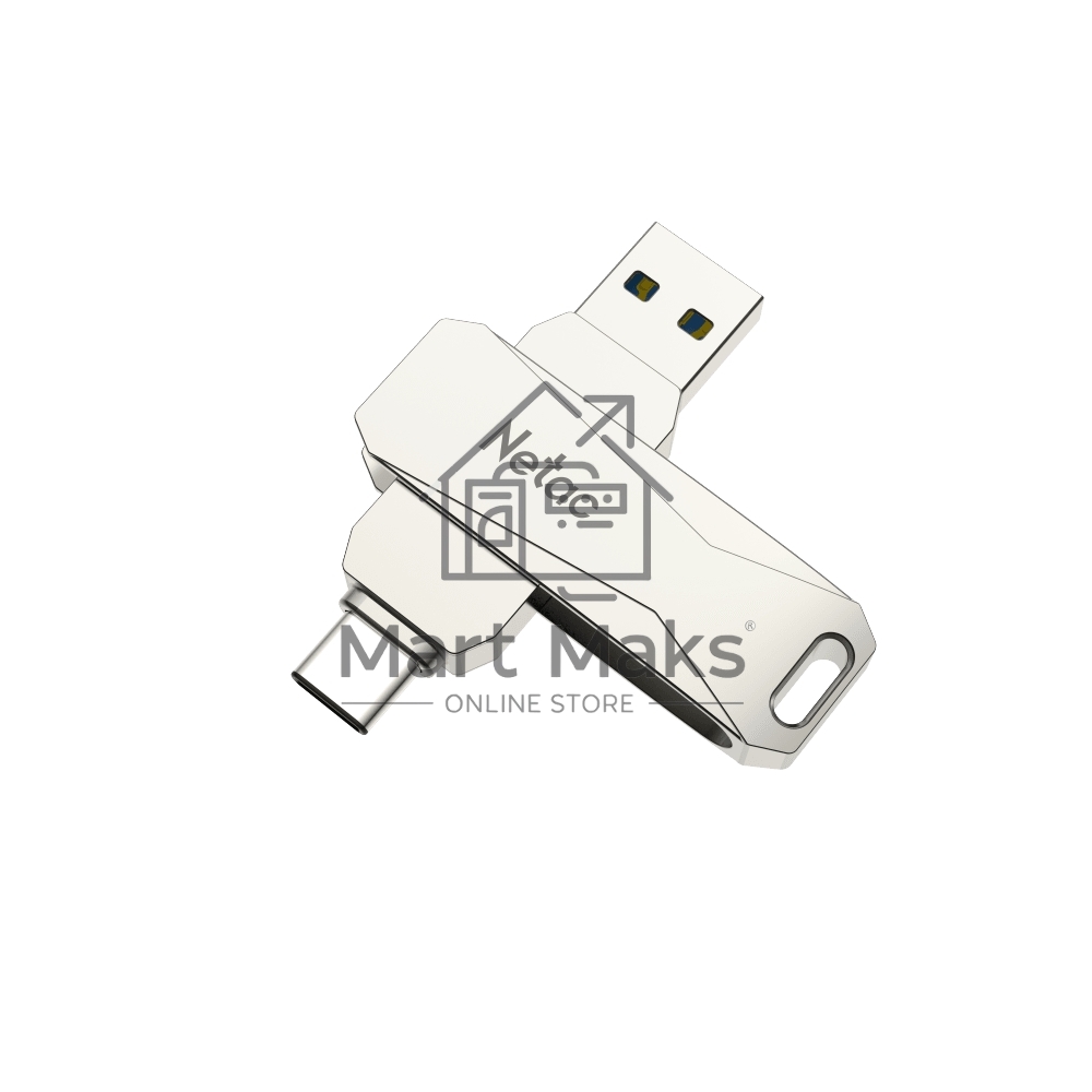 Флешка USB Netac U782C, 256Gb, USB 3.0, серебристый