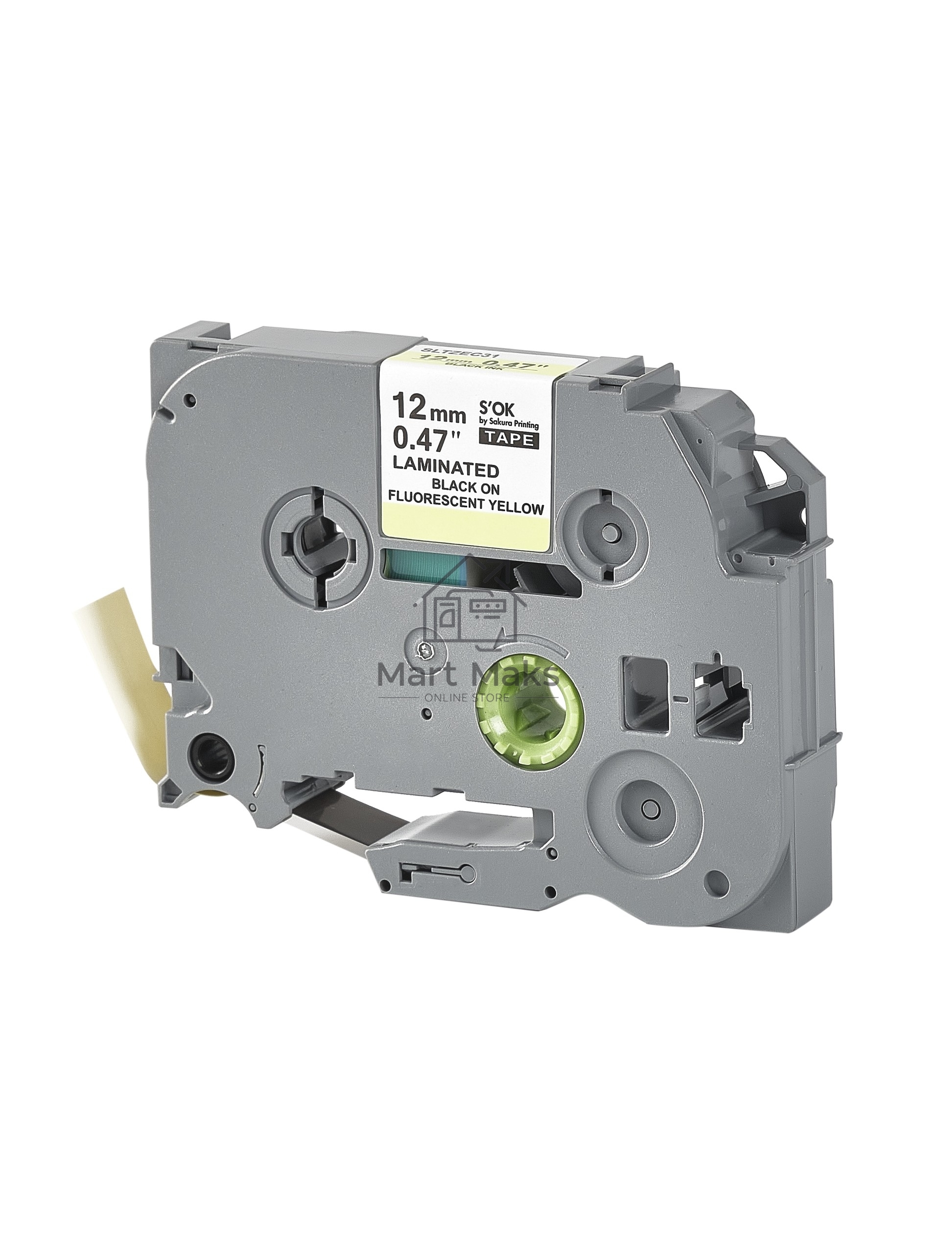 Кассета с лентой S'OK by Sakura Printing TZEC31 для Brother, черный на желтом, 12мм/8м, наклейка