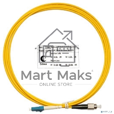Комм. шнур оптический Cabeus Tight Buffer, Simplex FC/LC, OS2 9/125, LSZH, 2м, Ø 3мм, чёрный хвостовик, цвет: жёлтый