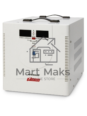 Стабилизатор напряжения Powerman AVS 8000D белый (8000ВА,40А,КПД 98%,циф. индикация вх./вых. напряж.)