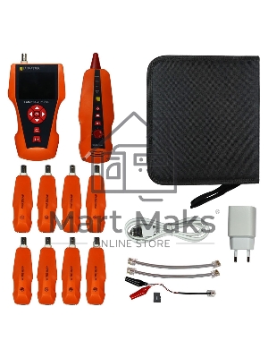 Кабельный тестер с измерением длины с трассировкой кабельных линий и определением POE в комплекте с 8 ответными частями