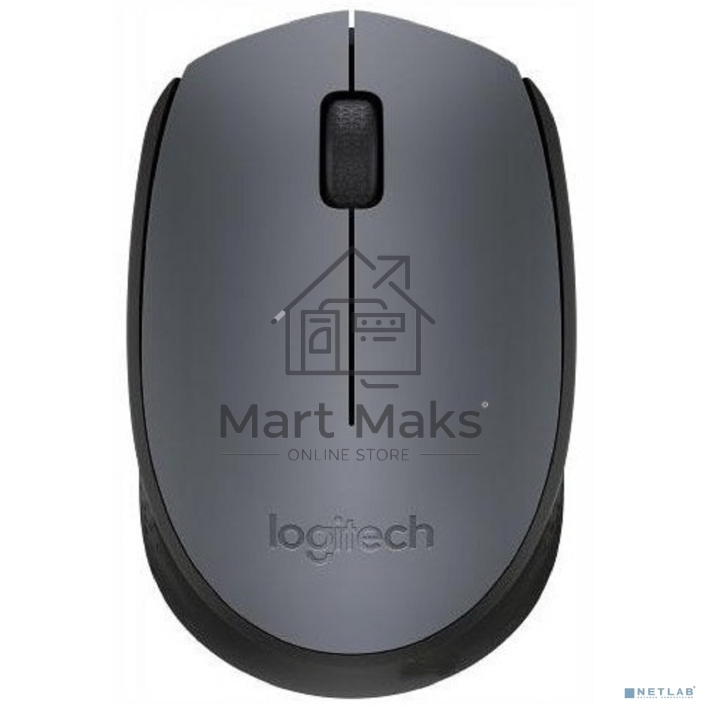 Мышь беспроводная Logitech M170 черный/темно-серый, 1000 dpi, радиоканал, USB, кнопки - 3