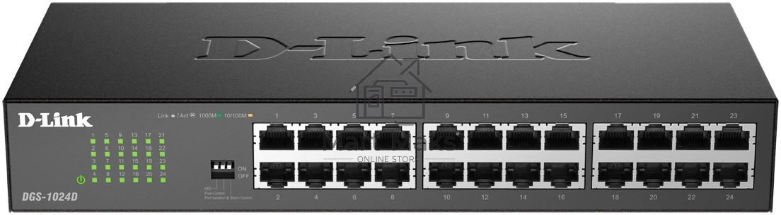 Неуправляемый коммутатор D-Link DGS-1024D/J1A с 24 портами 10/100/1000Base-T