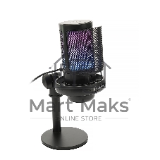 Микрофон конденсаторный Gembird M-01N, подсветка RGB, шумоподавление, настольный держатель, черный