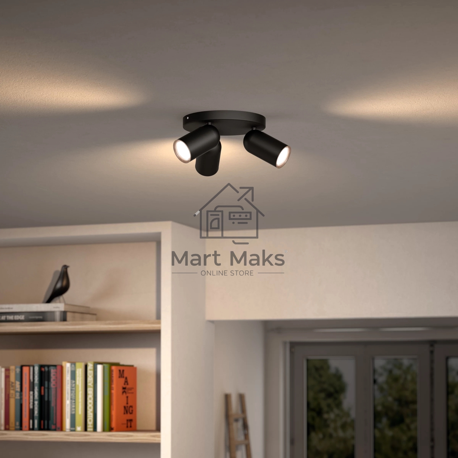 Потолочный светильник Philips PONGEE plate/spiral black 3xNW 230V (лампы в комплект не входят)
