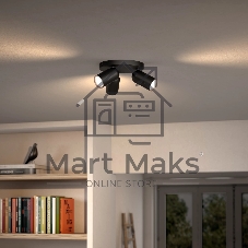 Потолочный светильник Philips PONGEE plate/spiral black 3xNW 230V (лампы в комплект не входят)