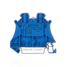 Клемма проходная TUR-4-BU, винтовой зажим, 2 точки подключения, 4 кв.мм, синий