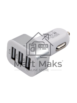 Адаптер питания Cablexpert MP3A-UC-CAR17, 12V->5V 3-USB, 2.1/2/1A