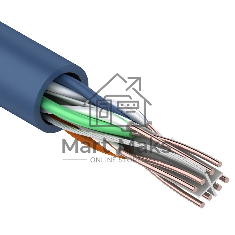 Кабель Rexant витая пара, U/UTP, категория 6, 4 x 2 x 0,57 мм, PVC, внутреннний, синий, 305м