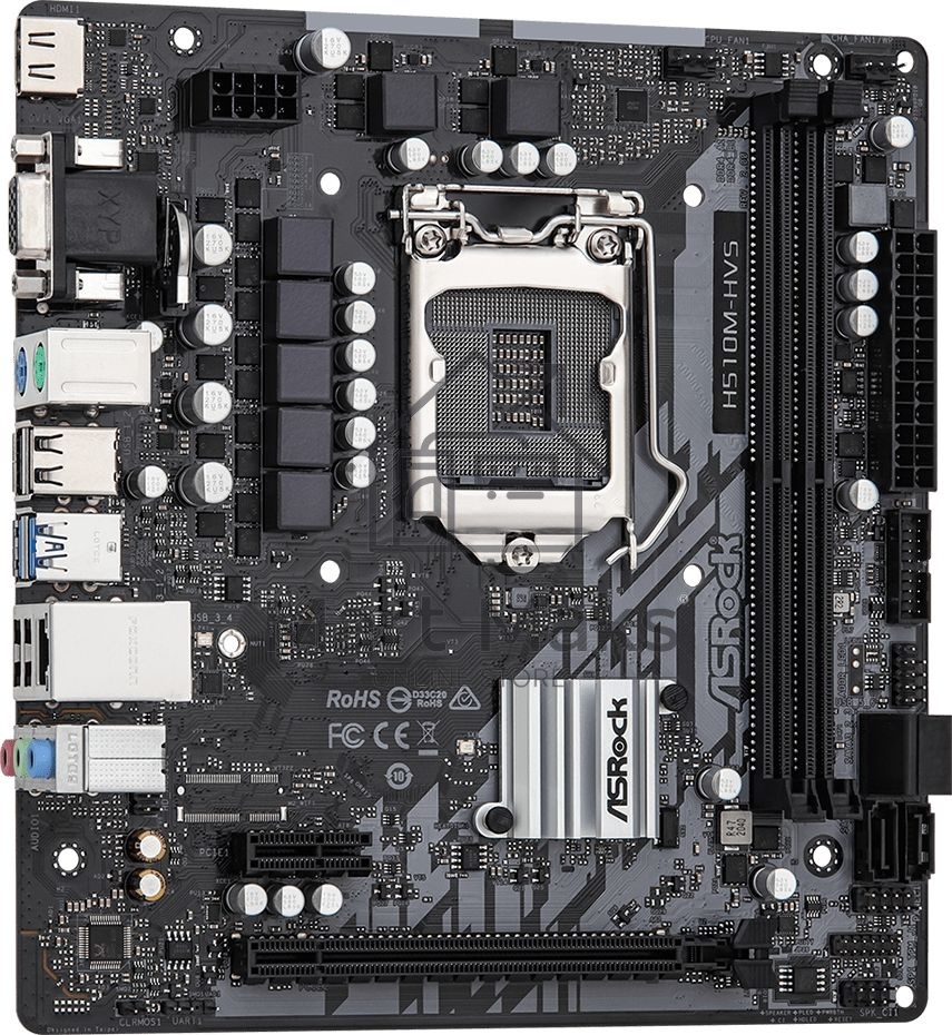 Материнская плата ASRock H510M-HVS R2.0, LGA 1200, Intel H510, 2xDDR4, 4xSATA, 1xPCIe 4.0 x16, 1xPCIe x1, 1xHDMI, 1xVGA, 1x 1Gb LAN, 2xUSB-A 3.2 Gen 1, 4xUSB 2.0, 3x3.5 мм, 7.1, mATX