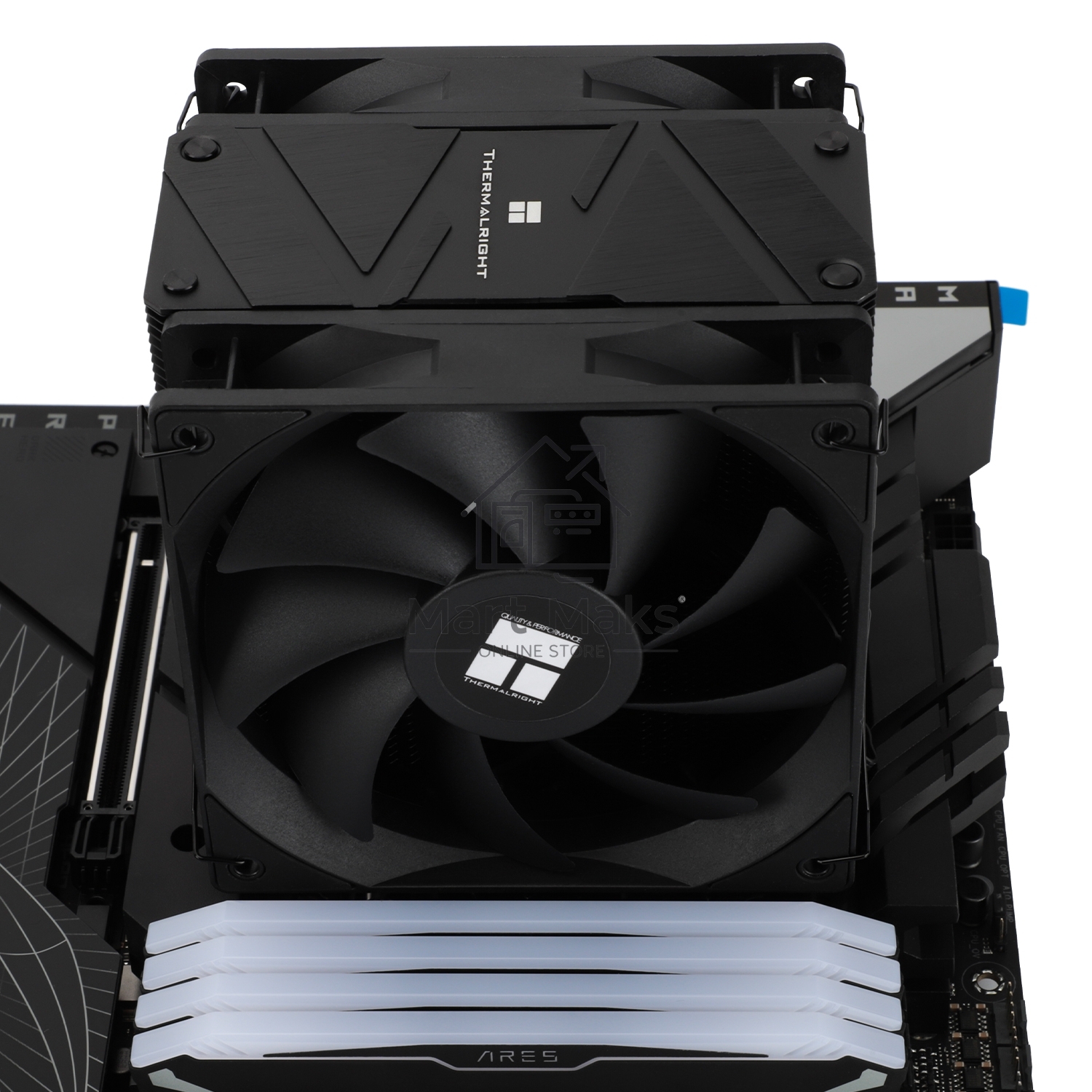 Кулер для процессора Thermalright Burst Assasin 120 EVO Dark (4-pin PWM, 156mm, Ni/CU, 6x6mm, 2x120mm, 66.17CFM, 25.6dBA, 1550RPM, S: 1700, 1200, 115X, AM5, AM4)