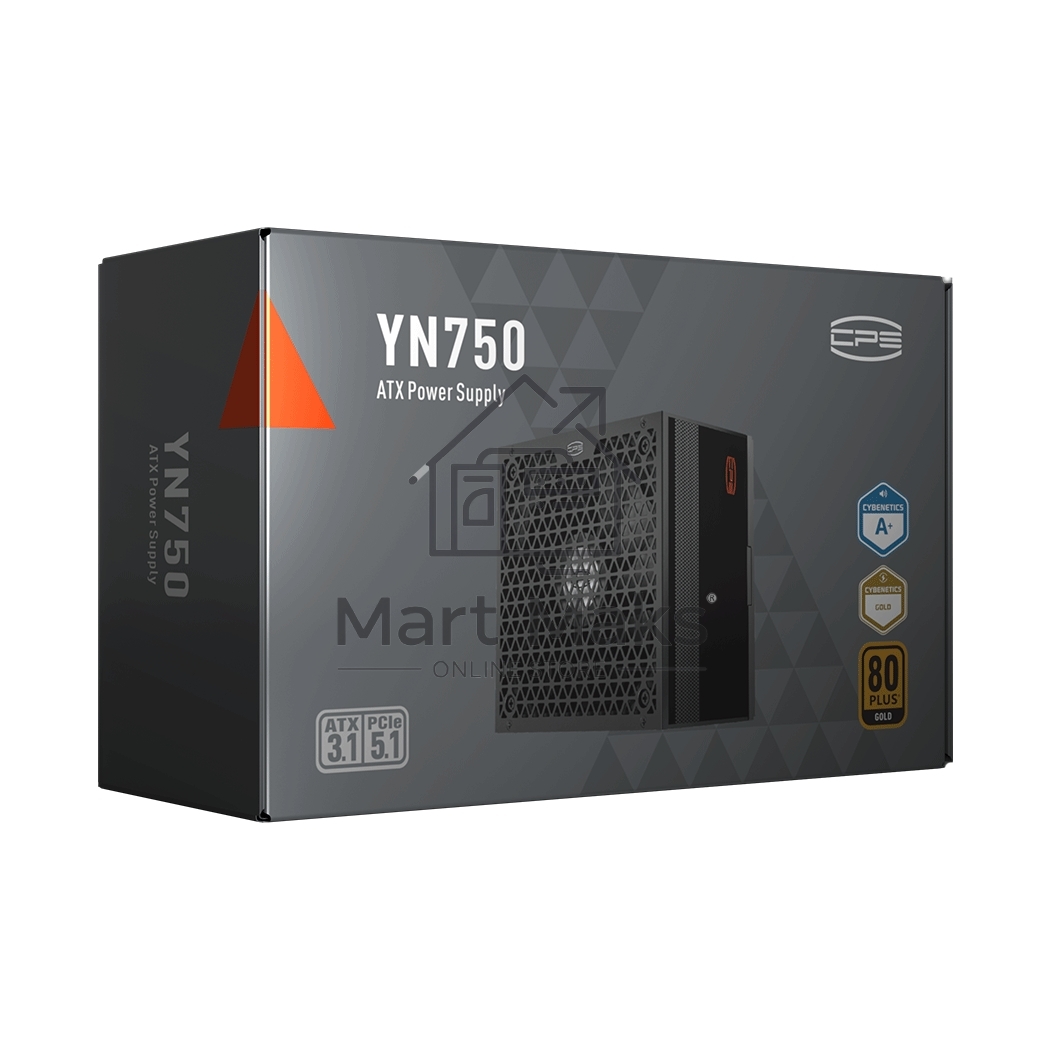 Блок питания PCCOOLER, 750W 80+ Gold (ATX, 3.1, PCIe 5.1 600W, Full modular, 1x24(20+4)pin 550mm, 2xCPU 8(4+4)pin 650mm, 3xPCIe 8(6+2)pin 500mm, 1x12V(2x6) 12+4pin 650mm, 3xSATA*3+MOLEX4pin*1 450+120+120+120mm, Active, 135x135mm, 150x150x86mm, APFC, OVP, 