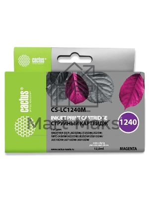 Картридж струйный Cactus CS-LC1240M пурпурный (12 мл) для Brother MFC-J6510/6910DW